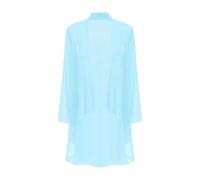 LHSJYG Boléro en Mousseline Cardigan élégant en mousseline de soie for femme, manches longues, ouvert sur le devant, boléro, châle, haussement d'épaules, vêtements d'extérieur(Blue,S)
