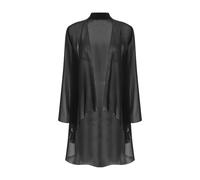 LHSJYG Boléro en Mousseline Cardigan élégant en mousseline de soie for femme, manches longues, ouvert sur le devant, boléro, châle, haussement d'épaules, vêtements d'extérieur(Black,S)