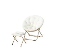 LHSJYG Coussin pour Chaise Suspendue Chaise Soucoupe Confortable en Fausse Fourrure, Chaise de Salon Ronde Pliante, siège Flexible for Adultes, Grande Forme de Lune décorative(White)
