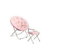 LHSJYG Coussin pour Chaise Suspendue Chaise Soucoupe Confortable en Fausse Fourrure, Chaise de Salon Ronde Pliante, siège Flexible for Adultes, Grande Forme de Lune décorative(Pink)