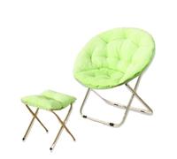 LHSJYG Coussin pour Chaise Suspendue Chaise Soucoupe Confortable en Fausse Fourrure, Chaise de Salon Ronde Pliante, siège Flexible for Adultes, Grande Forme de Lune décorative(Green)