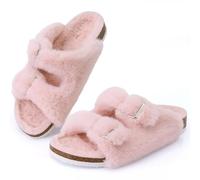LHSJYG Pantoufle Femme Chaussons d'hiver for femmes, chaussons souples à bout ouvert, chaussures d'intérieur en peluche(Pink,36)