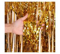 LHSJYG Rideaux Franges Rideaux à Franges en Aluminium, Toile de Fond dorée, décoration d'anniversaire, banderoles fête, Accessoires Stand Photo(Gold)
