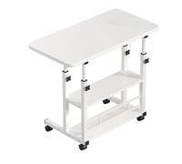 LHSJYG Table D'appoint Bureau d'ordinateur avec étagères de Rangement, Ordinateur Portable, Bureau Debout Mobile, Hauteur réglable(White)