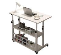 LHSJYG Table D'appoint Bureau d'ordinateur Portable réglable avec roulettes, étagère de Rangement for Table d'étude Chevet Mobile