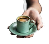 LHSJYG Tasses à Café avec Soucoupe Ensemble tasse et assiette à café rétro, tasse à expresso en céramique 75 ml(Grey)