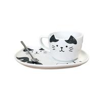 LHSJYG Tasses à Café avec Soucoupe Tasses à café en céramique 200 ml, ensemble de vaisselle avec plateau et cuillère, joli restaurant for le thé de l'après-midi(Color1)