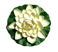 LHSJYG Water Lily Piscine Fleur de Lotus Artificielle Flottante 10/17/28 cm, nénuphar réaliste, Micro Paysage for décoration de Jardin et d'étang(Cream 28cm)