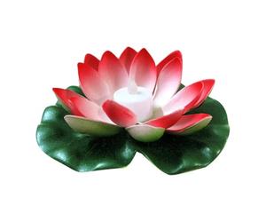 LHSJYG Water Lily Piscine Lampe de Nuit Artificielle en Forme de Fleur de Lotus, 18 cm, luminaire décoratif d'intérieur, idéal for Un étang ou Un Jardin(Red)