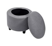 LHTCCSHL Housse de Pouf Rond Extensible avec Couvercle de Rangement Housses de Repose-Pieds en Jacquard Doux pour Protéger Le Repose-Pieds, Housse de Pouf avec Fond Élastique (Color : Gray)
