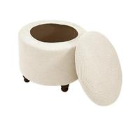 LHTCCSHL Housse de Pouf Rond Extensible avec Couvercle de Rangement Housses de Repose-Pieds en Jacquard Doux pour Protéger Le Repose-Pieds, Housse de Pouf avec Fond Élastique (Color : Beige)