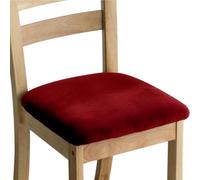 LHTCCSHL Housses de Siège de Chaise, Lot de 2,4 ou 6 Housse de Chaise Velours Stretch Lavable Universelle Amovible Housse Assise Chaise, pour Salle à Manger(Wine Red,Set of 2)