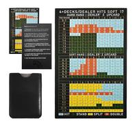 LHTHT Blackjack Carte stratégique basique avec étui de protection en polyuréthane, Blackjack Strategy Charts, Play Variation Index Collection pour set de table de casino, 4/6/8 decks, on All 17s