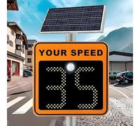 LHUITUI Panneau D'Avertissement De Circulation, Panneau De Limitation De Vitesse Radar À Énergie Solaire, Installation Facile, De -40 °C À 70 °C, Limite De Vitesse Réglable 60x90cm/24 x35-Orange