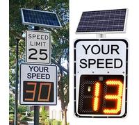 LHUITUI Panneau De Signalisation Radar À Affichage De Vitesse, Panneau D'Affichage De Vitesse Radar, Panneau De Limitation De Vitesse Solaire, 4 Voies, IP65 Étanche, -40°C À 70°C 60x90cm/24 x35-White