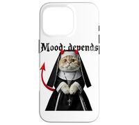 L'humeur dépend du Chat satanique en Tenue de Nonne avec des Cornes Coque pour iPhone 16 Pro