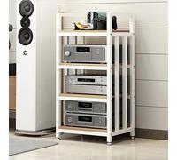 LHXLSH Armoire AV Moderne, Meuble Audio Visuel 3/4 Niveaux, Meuble Chaine HiFi Armoire De, Unité Multimédia Robuste for Tourne-Disque for Console(White,100cm/39.4in)