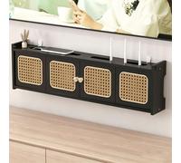 LHXLSH Boîte De Rangement pour Routeur WiFi sans Fil, Étagère De Rangement Routeur sans, Décoration Étagères Flottantes, Et Les Câbles Internet, Les Appareils(Black,80cm/31.5in)