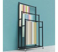 LHXLSH Présentoir pour Échantillons De Tissu, Présentoirs pour Films Et Papiers Peints, PréSentoir Rangement en MéTal Robuste À 3 Niveaux, pour Film pour Vitres De Voiture(Black,120/47.2cm)