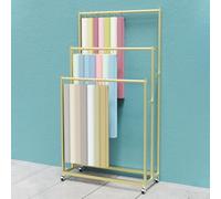 LHXLSH Présentoir pour Échantillons De Tissu, Présentoirs pour Films Et Papiers Peints, PréSentoir Rangement en MéTal Robuste À 3 Niveaux, pour Film pour Vitres De Voiture(Gold,120/47.2cm)