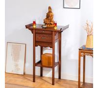 LHXLSH Table D'autel pour La, Meuble De Prière Bouddhiste avec Tiroirs, Table D'autel Puja en Bambou, De Méditation pour Prière Et Offrandes D'encens(Red,80cm/31.5in)