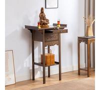 LHXLSH Table D'autel pour La, Meuble De Prière Bouddhiste avec Tiroirs, Table D'autel Puja en Bambou, De Méditation pour Prière Et Offrandes D'encens(Brown,80cm/31.5in)