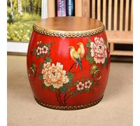 LHXLSH Tabouret Décoratif Polyvalent, Tabouret De Jardin en Bois Massif, Nouveau Design Chinois, Polyvalent, pour Les Salons Les Chambres Et Les Cours(Red)