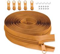 LHZHLE Fermeture éclair sans fin de 5 mm avec fermeture éclair : 3,65 m Fermeture éclair en nylon orange terrestre - Vendu au mètre avec 5 fermetures éclair pour la couture, la parure de lit et