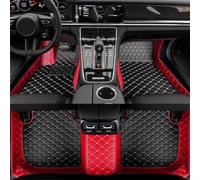 Tapis de Sol de Voiture personnalisés pour Dacia Jogger RJI 2021 2022 2023, Ensemble Complet de Coussinets de Sol en Cuir PU, résistants à l'usure, Anti-saleté et imperméables,D-Red Black