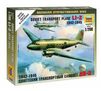 Li-2 Soviet Transport Avion WWII Plastique Kit 1:200 Model Zvezda