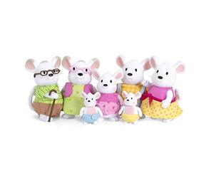 Li’l Woodzeez Famille de Souris Nibblekin avec Grands-Parents | Comprend 7 figurines au total : 2 grands-parents, 2 parents et 3 enfants; têtes, bras et jambes mobiles; 3 ans et +
