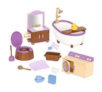 Li’l Woodzeez - Meubles de Salle de Bains et buanderie pour Figurines | Comprend 16 pièces au total, avec lavabo, toilettes, baignoire, lave-linge-sèche-linge et accessoires, 3 ans et +