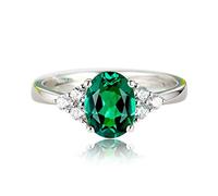 Li-ly Vert Nano Bague Émeraude Véritable Argent Massif Mode Vintage Mai Birthstone Anneaux pour Fille Fine Bijoux Haute Qualité