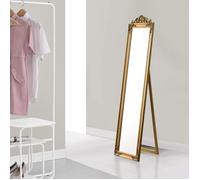 LI-Miroir de Grande Taille sur Pied Psyché Inclinable Solide Cadre Style Baroque Bois d'Eucalyptus 160 x 40 cm Doré[59]