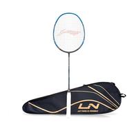 Li-Ning Calibar X Combat Raquette de Badminton 3D en Graphite de Carbone 85 g, Tension de Corde de 13,6 kg et Couverture complète Gratuite (Noir/Vert Citron)