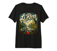 Li River China Guilin Karst Montagnes Voyage T-Shirt Haut de Gamme