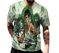 Li Xiaolong Dragon T-Shirt pour Homme Kung Fu Li Xiaolong Dragon Hip Hop Retro 3D imprimé à Manches Courtes Tee Shirt