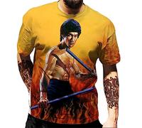 Li Xiaolong Dragon T-Shirt pour Homme Kung Fu Li Xiaolong Dragon Hip Hop Retro 3D imprimé à Manches Courtes Tee Shirt