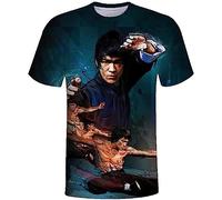 Li Xiaolong Dragon T-Shirt pour Hommes Kung Fu Art Martial 3D Imprimé Crew Neck T-Shirt Graphic Sport Tops Tees