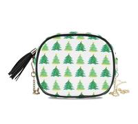 LI ZHI XIN Petit sac à bandoulière pour femme et fille en polyuréthane avec pompon Motif sapin de Noël Vert
