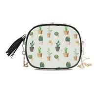 LI ZHI XIN Petit sac à bandoulière pour femme et fille en polyuréthane avec pompon, plantes tropicales, cactus mignon