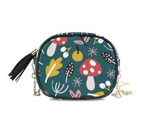LI ZHI XIN Sac à bandoulière pour femme et fille avec chaîne en polyuréthane avec pompon, champignons de la forêt, arbre, fruits