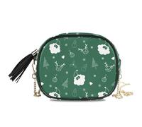 LI ZHI XIN Sac à bandoulière pour femme et fille avec chaîne en polyuréthane avec pompon, Père Noël, Milu cerf