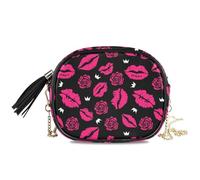 LI ZHI XIN Sac à bandoulière pour femme et fille avec chaîne en polyuréthane et pompon Rouge Lèvres rouges Couronne rose