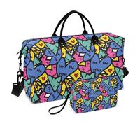 LI ZHI XIN Sac de sport de voyage pour homme, sac de sport, sac de sport pour adultes, 52 x 20 x 35 cm, cœurs graffiti, multicolore, Taille unique, Sac de voyage