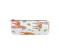 LI ZHI XIN Trousse à crayons ronde avec fermeture éclair pour étudiants et adolescents, petite trousse de maquillage, 20,3 x 7,6 x 7,6 cm, lama, alpaga, animal, cactus, fleurs et fleurs, multicolore