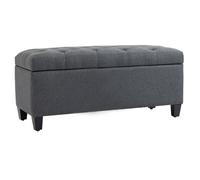 LIA Banc de rangement pouf salon bout de lit coffre de rangement pour salon, chambre, entrée, 100 x 40 x 44 cm, gris foncé