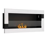 LIA Cheminée à bioéthanol en acier inoxydable, 2,5 heures de combustion avec réservoir de 1,5 L, 90 x 16 x 40 cm, Argent