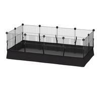 LIA Enclos pour petits animaux, cage à lapin modulable 12 panneaux avec tapis étanche, en acier, 120 x 60 x 40 cm, noir