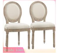 LIA Lot 2 chaises médaillon Louis XVI lin beige